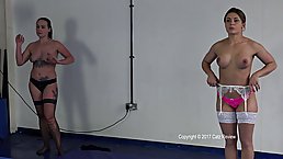 UK chicks are having a catfight in front of the camera, while wearing only lingerie