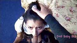 Small titted, Latin teen is about to have hardcore sex from the back, in her bedroom