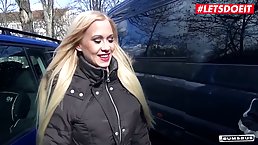 Hot blonde, Celina Davis is sucking a rock hard dick in the car, before getting fucked