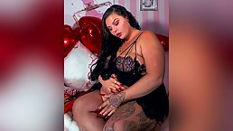 Fat brunette with tattoos is often posing and teasing in front of the web camera