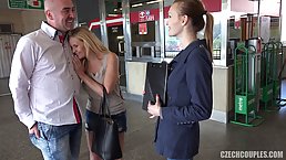 Czech blonde is often giving blowjobs to various men and even having foursomes in public places
