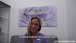 Smoking hot blonde is squirting while experiencing an orgasm in front of a handsome guy