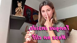 Lovely lady is offering a detailed explanation about licking pussy in her new DIY video