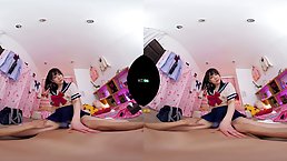 Japanese brunette is getting fucked hard, in VR and enjoying every single second of it