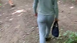 Along with taking her dog for a walk, blonde lady is having casual sex with a stranger