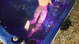 Dirty minded, Korean brunette likes to be naked in a hot bath, because it feels so good