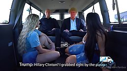 Alexas Morgan and Kendra are having a foursme in the back of a van and enjoying it