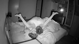 Horny, amateur couple is fucking in the middle of the night, in front of a hidden camera