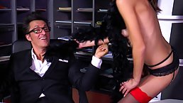 Kassandra Signorelli is a seductive woman who likes to have hardcore sex even while at work