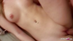 Adorable teen is giving an impressive blowjob to her step- father and getting fucked hard