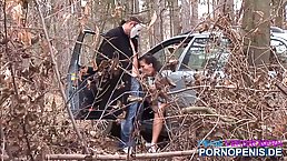 Anal sex loving, German brunette sucked a random stranger's dick before getting it up her ass