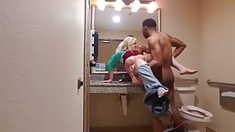 Handsome, black guy is getting an amazing blowjob from a hot, white chick, before fucking her