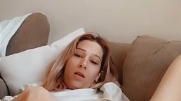 Adorable blonde babe is moaning while rubbing her pussy, because she would like to cum