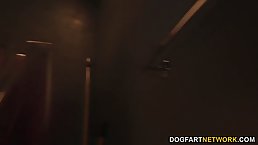 Tattooed cock sucker with big, firm tits and pink hair, Anna Bell Peaks is getting spit- roasted