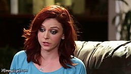 Red haired milf is having a lesbian experience with a girl she likes a lot