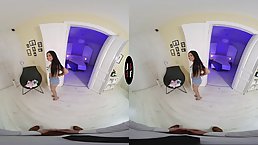 Serena Santos is bouncing up and down while riding a rock hard cock in her bedroom