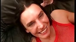 German brunette with big boobs likes to suck cocks and get loads of cum on her face