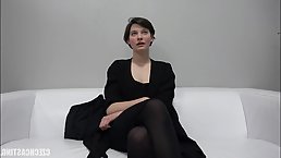 Charming Czech brunette, Anna went to a porn video casting to have some fun with horny guys