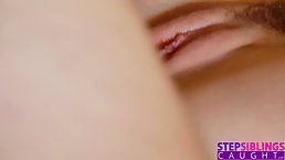 Sweet blonde teen with pigtails is sucking her lover's dick and getting it inside her pussy