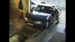 Slutty blonde mature gave a blowjob to a handsome mechanic while her friend was getting fucked