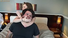 Petite girl likes head-scissoring her lover while they are alone at home, because it feels good