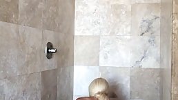 Blonde MILF with big boobs, Luna Star is getting her pussy licked and fucked in the shower