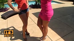 Busty girl takes a guy to a house before stripping him down and fucking him in POV