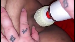 Fat sluts with tattoos, Caramelove and MidnightEve are using a vibrator to make each other cum