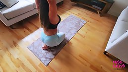 Big ass chick is having sex with her yoga teacher, instead of having a yoga class