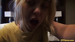 Slutty blonde babe, Chloe Cherry is having rough sex with a guy who isn't her boyfriend