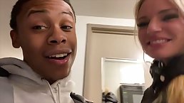 Stunning woman with big boobs is having casual sex with a black guy, in her bedroom