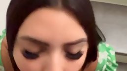 Slutty milf is sucking her lover's dick and moaning from pleasure while getting fucked from behind