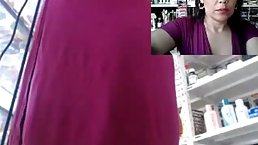 Aroused amateur woman was caught masturbating at work, the other day, but she didn't care