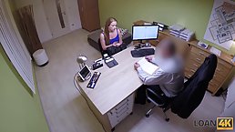 Slutty girl is getting fucked from the back to get the loan she desperately needs