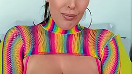 Big titted brunette is in the mood for some teasing during a live JOI session