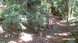 African girls got completely naked and started masturbating next to each other, on the couch