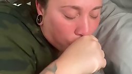 Tattooed PAWG with ample assets is sucking a big, black dick and getting fucked from behind
