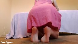 Dirty minded brunette is using a butt plug in front of the camera and it feels good