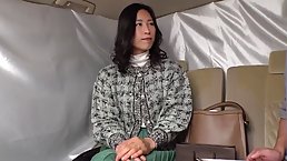 Asian brunette is about to start sucking a horny stranger's cock, to make him cum