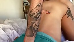 Tattooed blonde babe with firm tits, Kaylen Ward is getting fucked in a doggy- style position