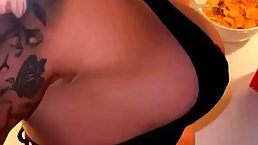 Tattooed chick is about to get a massive facial cumshot from a guy whose dick is huge