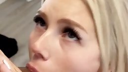 Horny blonde can't hold back from sucking random dicks and getting stuffed, until she cums