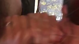Mature blonde woman is eagerly sucking a rock hard dick to make her lover cum again