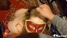 Masked blonde shows off the most amazing blowjob skills eve