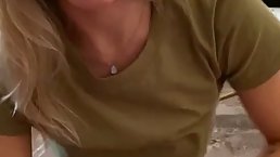 Fit blonde lady is bouncing up and down while riding a rock hard dick, on the couch