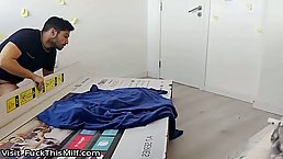 Fucking my friend's mother through a hole in a box, she thought I was her husband1
