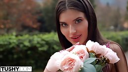 Hot brunette, Stefany is about to have a threesome with two men she likes a lot