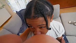 Slutty blonde police lady is having hardcore sex with a handsome, black guy, Lil D
