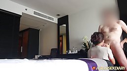 Slutty Asian babe, Koh Chang is moaning while getting fucked from the back, because it feels good