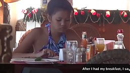 Skinny Asian woman with small tits is getting nailed from behind in the middle of the night